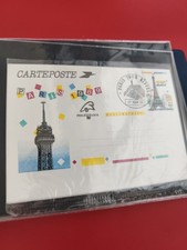 Ancienne enveloppe oblitérée Paris 1989 Tour Eiffel philatélie vintage couleur