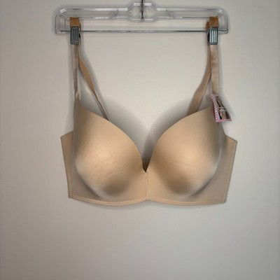 MAIDENFORM NEW Wireless Push Up Bra Womens 40DD Nude Adjustable Strap Smoothing
