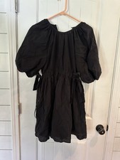 Zara Puff Sleeve Tie Side Dress Medium
