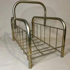 VNTG Magazine/Album Rack Brass/Gold Metal Design Mid Century Modern