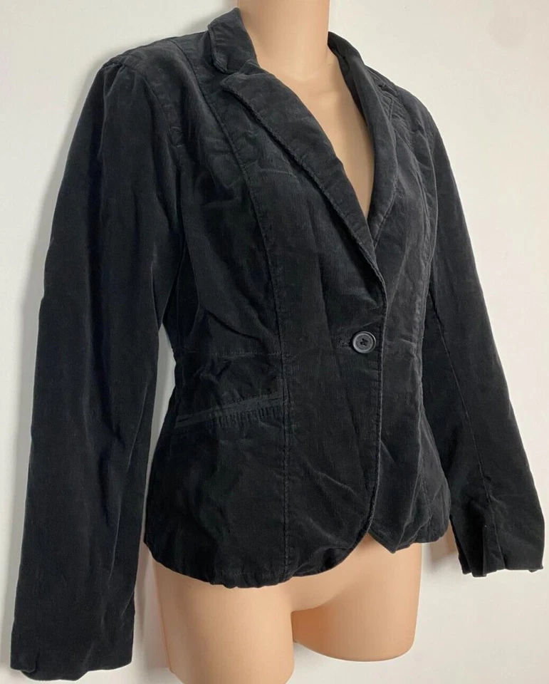 Chaqueta Blazer Calvin Klein Jeans Para Mujer Negra Pana Talla Pequeña Q52 Foto 4 de 4