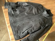 Black Rivet Leather Jacket Cafe Racer Size Large Metal Zippers Nice Clean