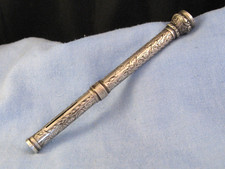 ORNATE ANTIQUE VICTORIAN PROPELLING MECHANICAL SILVER PENCIL & SEAL COMBINATION