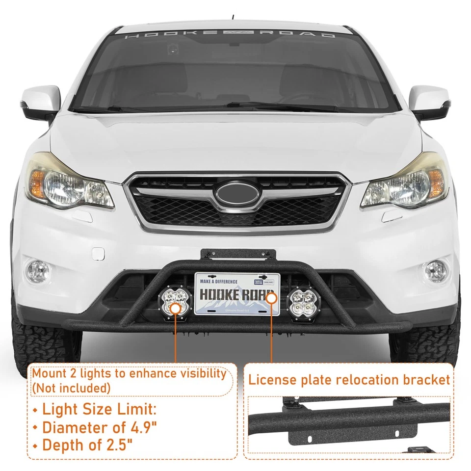 Barra de luz de rally tubo de acero parachoques delantero apto para Subaru XV Crosstrek 2013-2017 Foto 3 de 4