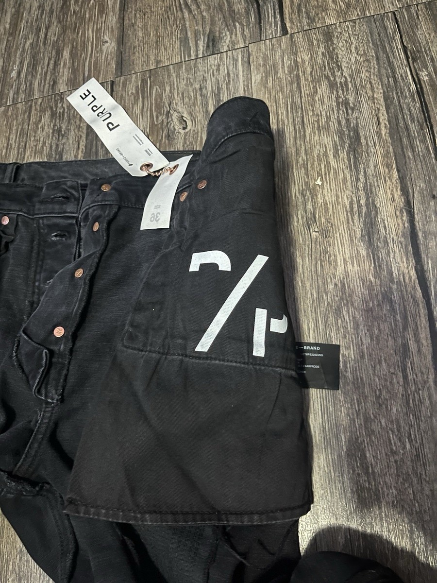 Purple Brand Slim Fit Distressed Black Denim Jeans Men's Regular