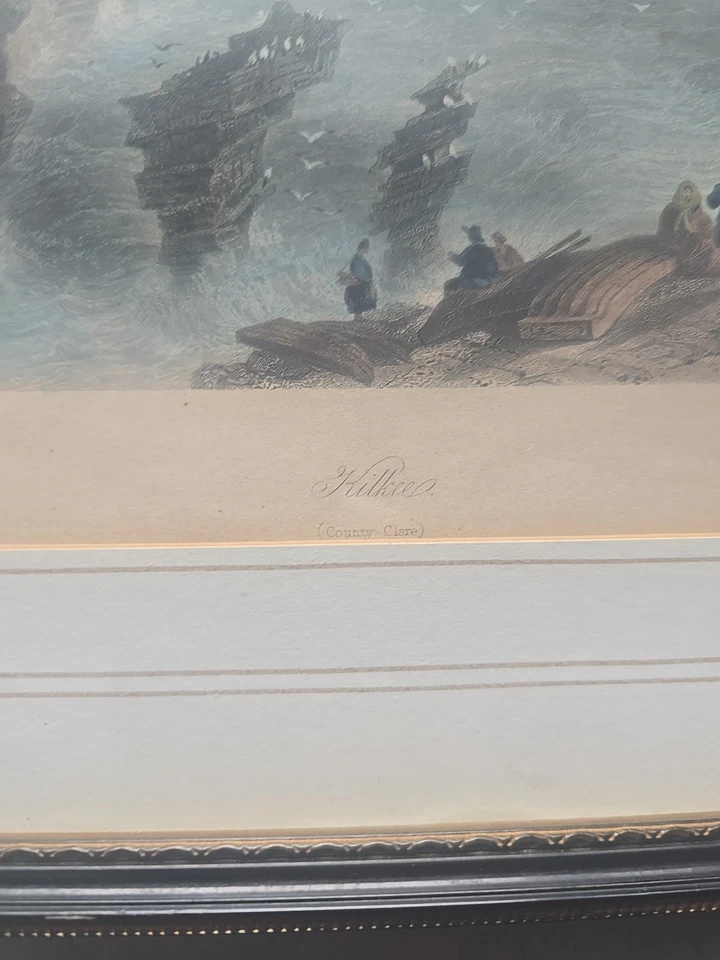 1841 Kilkee Irlanda grabado coloreado a mano condado irlandés Clare acantilados aves marinas Foto 2 de 4