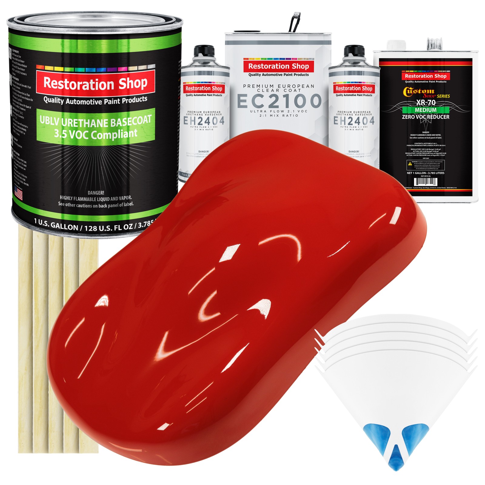 Swift Red LOW VOC Auto Paint Urethane Basecoat Gallon Kit with European Clear Coat