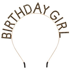 Rhinestone Hairband Birthday Tiara for Women Girls, Happy Birthday Princess Crow