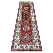 2'5"x8'2" Red Super Kazak Medallions Design Wool Hand Knotted Runner Rug 21416