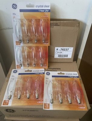 #ad GE 40 Watt Crystal Clear Bent Tip CA Type Light Bulbs w Candelabra Base 16 Pack $16.50