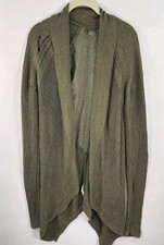 Prana Cardigan Sweater Women's M Olive Green Open Front Hemp/Organic Cotton