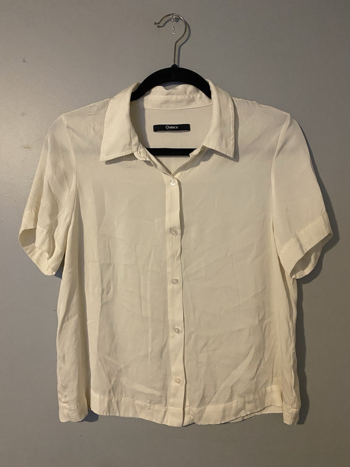 Quince Woman’s SILK Short Sleeve Button Up Blouse Size Small