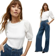 $198 VERONICA BEARD Coralee White Top Blouse Sz S 