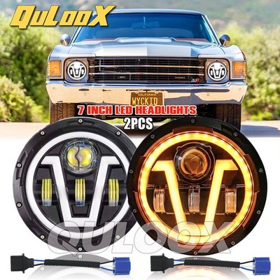 7 Inch LED Round Headlights High/Low Beam For Chevy Chevelle 1971-1973