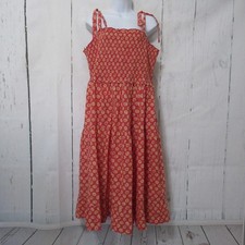 April Cornell Dress XL Red Floral Gwennie Smocked Sundress Prairie Cottagecore