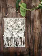 Vintage Handmade 70s Macrame Rope Wall Hanging BOHO Retro Large 28" X 19"