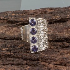 Blue Iolite Gemstone 925 Sterling Silver Ring Handmade Jewelry Ring Gift For