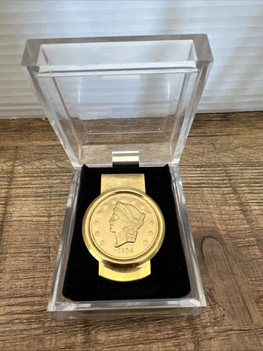 Vintage Kellogg & Co Replica 1854 Liberty Head Gold Coin Money Clip in Case