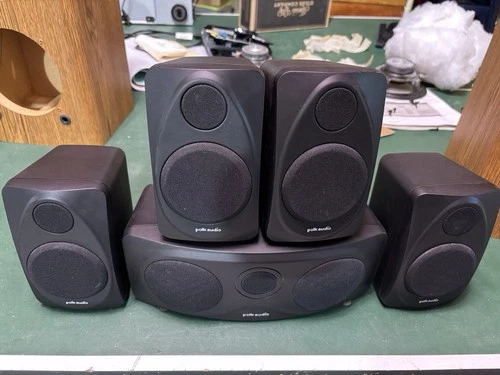 Polk Audio Home Theater Speakers Set of 5, Black, 4-RM1300, 1-RM1600S