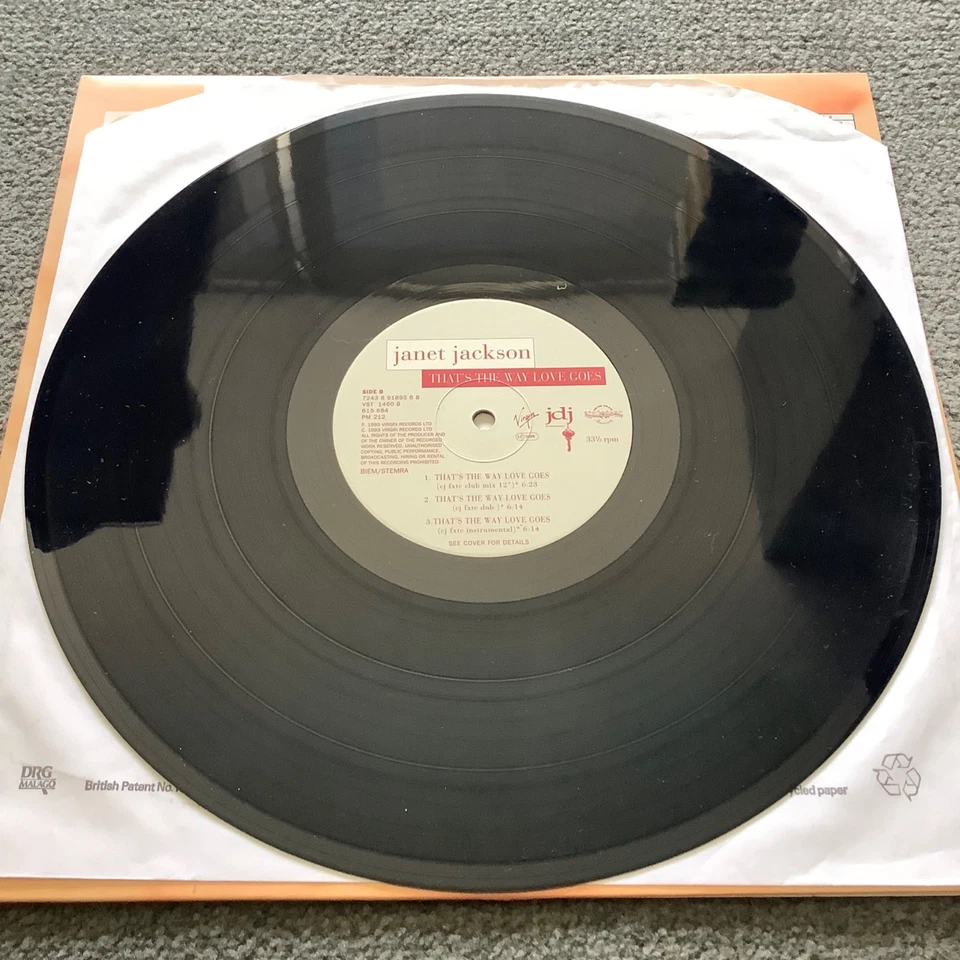 Vinyl 12" Janet Jackson 1st UK Inner That's The Way Love Goes 1993 Near Mint LP - Image 4 of 4