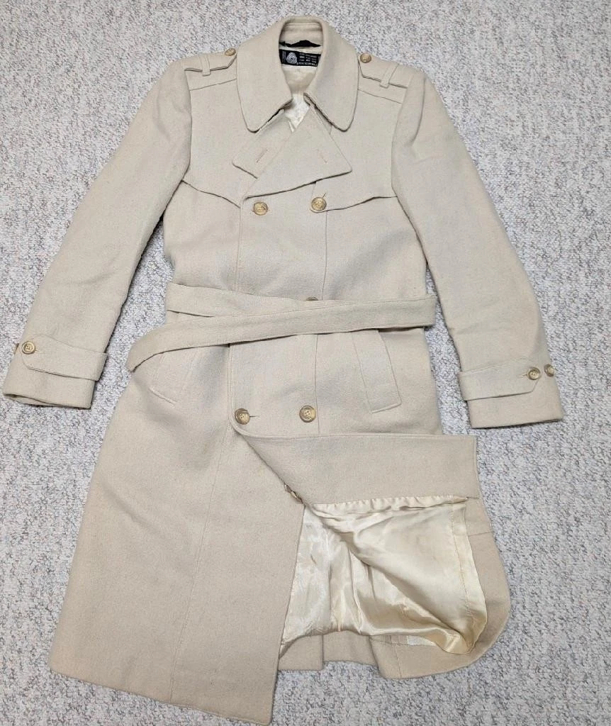 vintage OVERCOAT wool BELTED off-white 36 sherlock AMERICAN MALE slim XS image 1