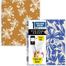 Spiral Notebook  Study App, 2 Pack, 1 Subject, College Ruled, 8-1/2" x 11", 80