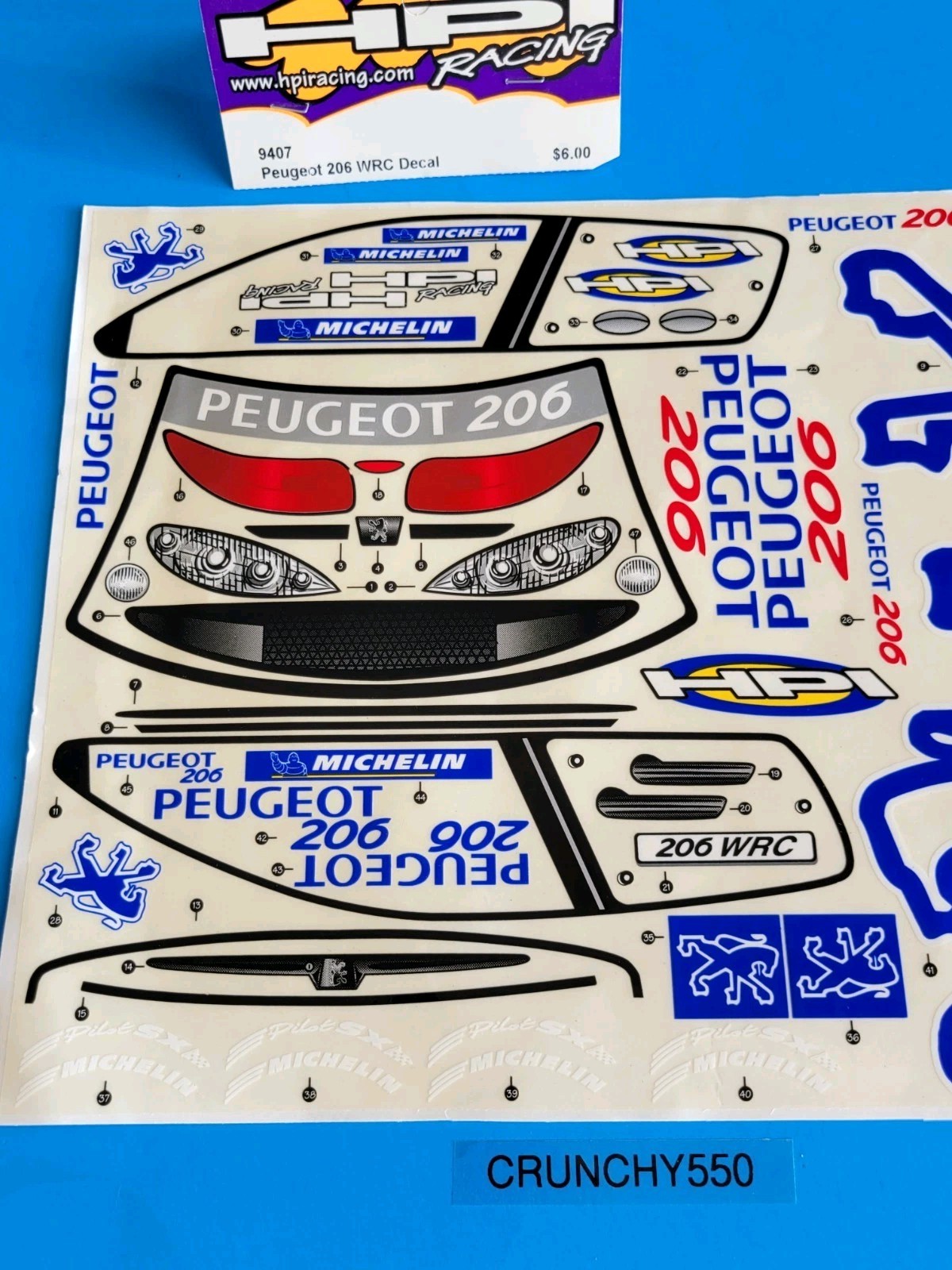 HPI Racing 9407 Decal Sticker Sheet Peugeot 206 WRC Vintage RC