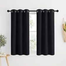 Blackout Bedroom Curtains for Windows 50 Inch Long - Solid Thermal Insulated Gro