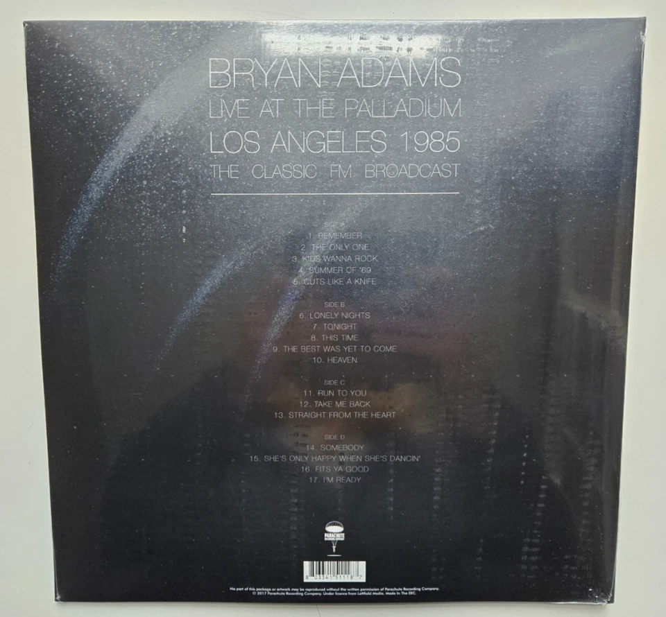 Bryan Adams - Live At The Palladium Los Angeles 1985 - Double Vinyl 2 x LP NEW - Image 2 of 2