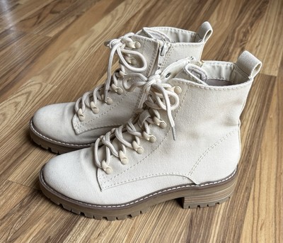 NEW Universal Threads Side Zip Lace Up Canvas Upper Boots Ladies Sz 6.5