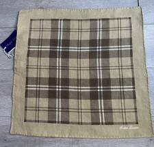 NWT 165 RALPH LAUREN PURPLE LABEL LINEN POCKET SQUARE, MADE IN ITALY