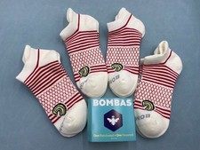NEW-BOMBAS Cushion 4 Pairs Honeycomb Women's Red stripes Ankle Socks Size Med