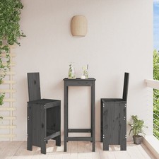 Image of Bar Stools 2 pcs Grey 40x42x120 cm Solid Wood Pine