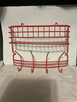 Vintage IKEA Fran Red Wire Coat Rack 1990 s Postmodern Wall Mount Shelf Sweden