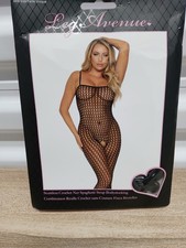 BLACK SEAMLESS 8300 SEE THRU INDUSTRIAL NET FISHNET BODYSTOCKING NEW LEG AVENUE