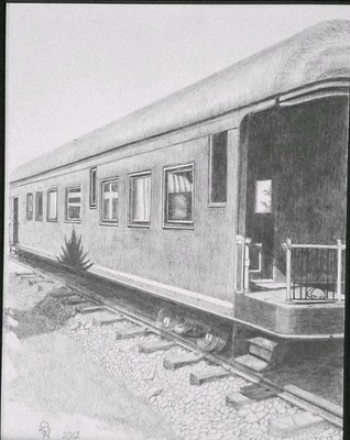 Signed Original, Pencil Drawing, Pullman Train Car