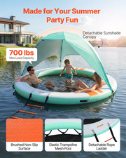 8FT Round Inflatable Floating Dock Platform w/ Ladder Water Island Raft