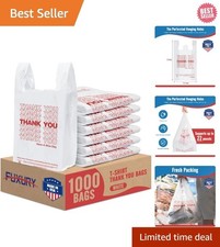 Versatile 1000 Count White Thank You Bags - Reinforced Handles  Leak-proof
