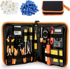 Network Crimp Tool Kit for RJ45/RJ11/RJ12/CAT5/CAT6/Cat5e/8P, Professional Crimp