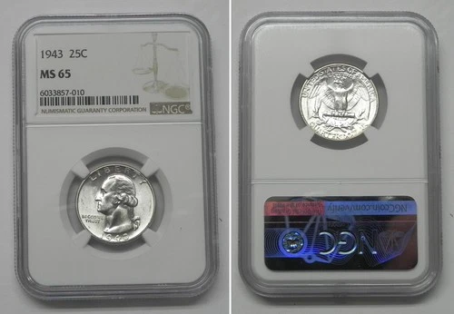 1943 Washington Quarter 25c, NGC MS65  #7010