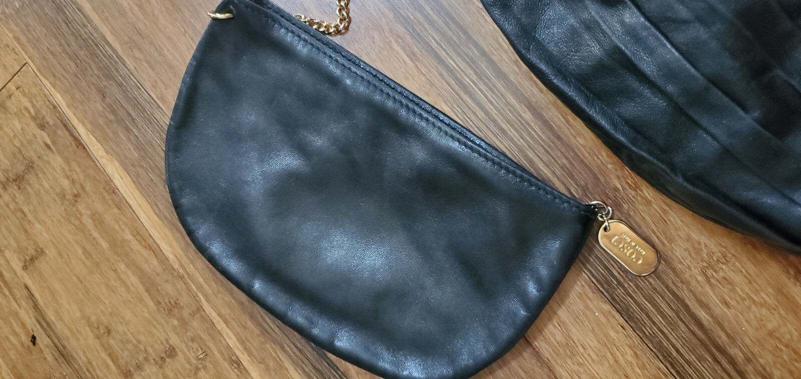 Cosci Italian soft leather shoulder bag, Black with p… Gem