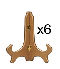Tripar Gold Wooden Plate Stand 5" Tall, 6 Pack (23-1249B)