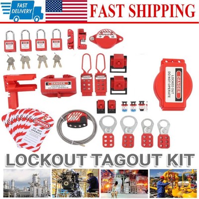 47PCS Lockout Tagout Kit With Safety Hasp Padlock Loto Tag Keys Tamper Proof new