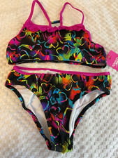 2 Piece Girls' Size 14 Heart Themed Speedo Swimsuit-NEW WITH TAGS 