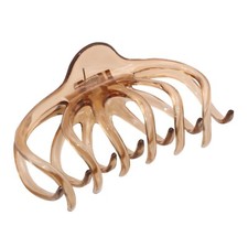 Parcelona French Dendrite Large Crystal Brown Wavy Teeth Jaw Hair Claw Clip C...