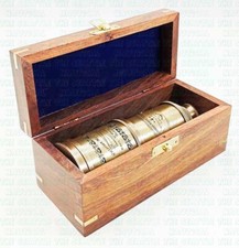 BRASS ANTIQUE VINTAGE 12"VICTORIAN MARINE TELESCOPE WITH WOODEN BOX SPYGLASS