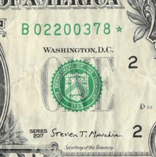 Series 2017 Star Note B New York 3.2M Pack Run 1 of 1 $1 Dollar Bill B02200378*
