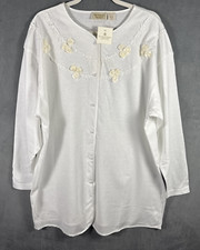 VTG 80s Victoria's Secret White Cotton Roses Prairie Nightshirt Cottage Sz M NWT