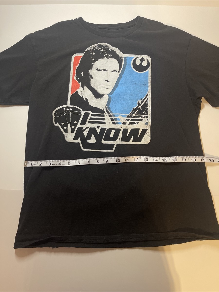 NEW Star Wars Han Solo ESB Quote 'I Know new-star-wars-han-solo-esb-quote-i-know-blaster-t-shirt-mens-size-large-black-ebay