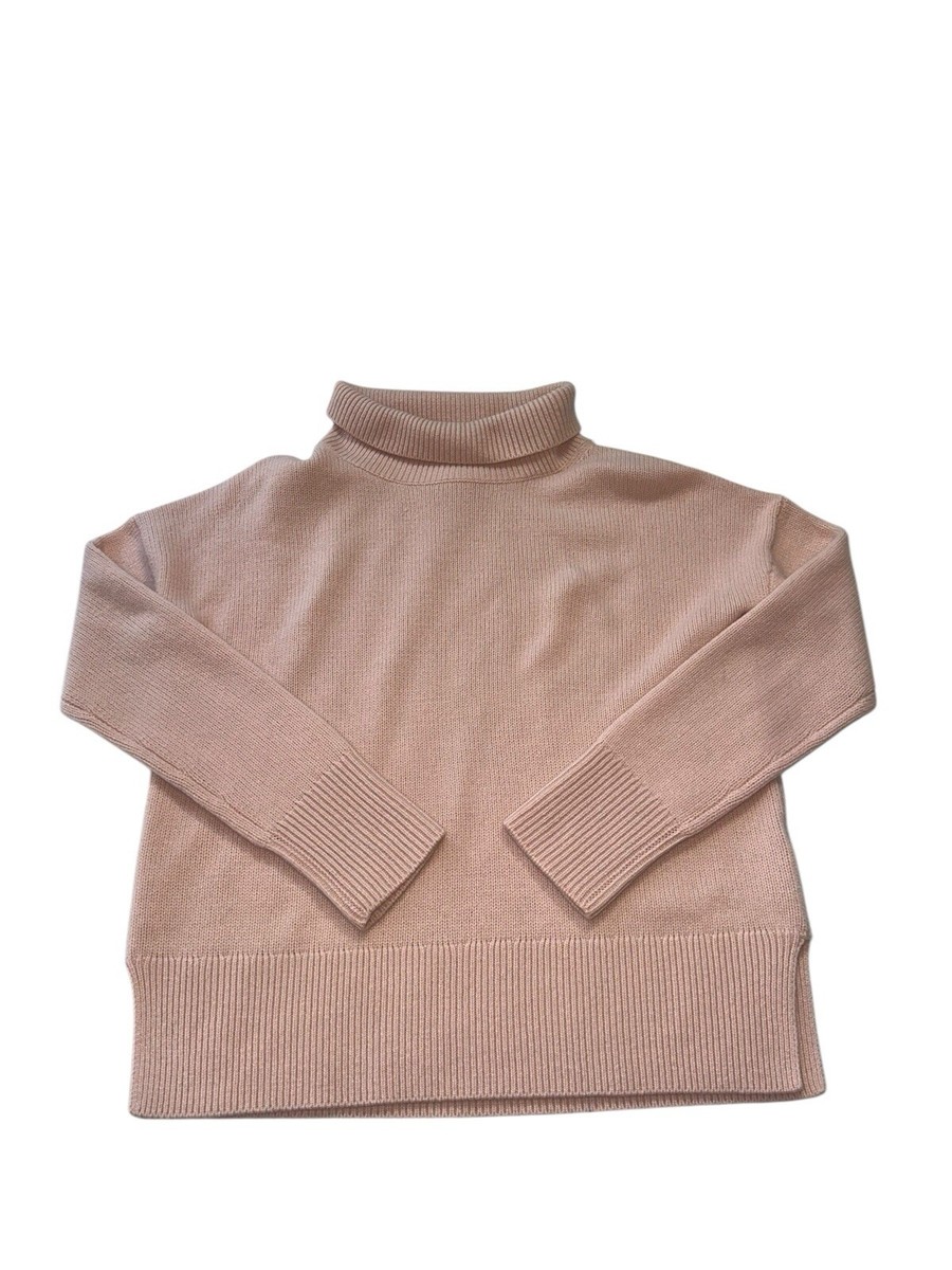 Nordstrom Signature 100% Cashmere Sweater Women Size S Pink Turtleneck Cowl  Neck